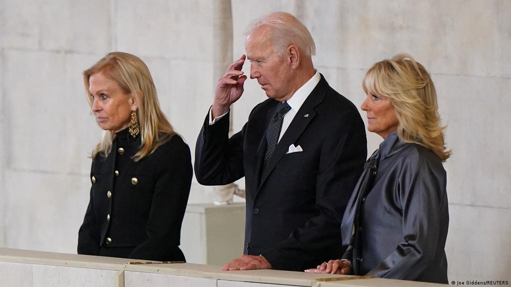 US President Joe Biden Pays Respects At Queen Elizabeth's Coffin